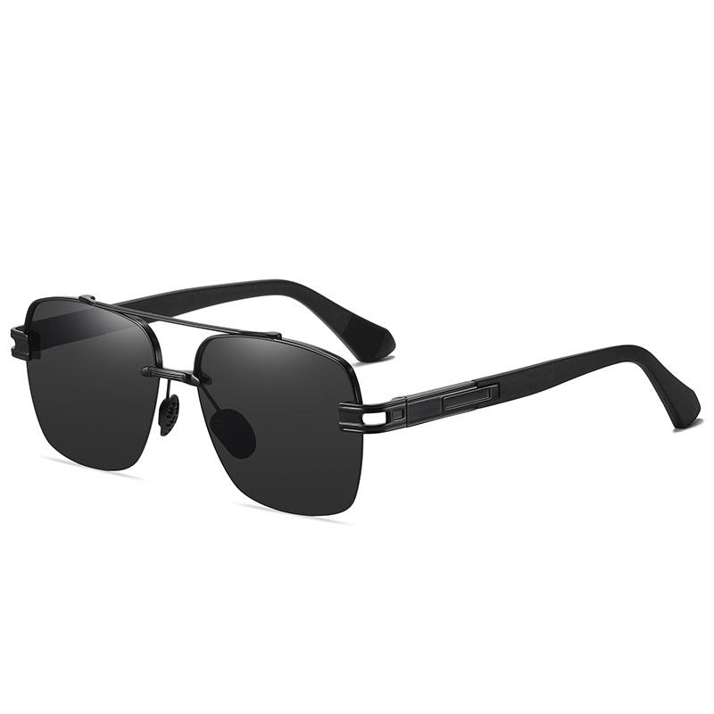 

Vintage Fashion Polarized Rimless Square Sunglasses Men 2021 Designer Travel Driving Oversized Sun Glasses Shades
