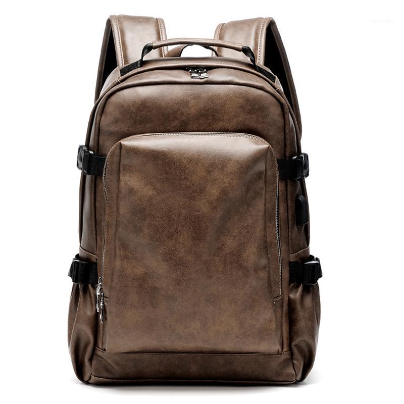 

NEW-Men Travel Leisure Backpacks Retro Casual Bag Schoolbags Teenager1, Brown