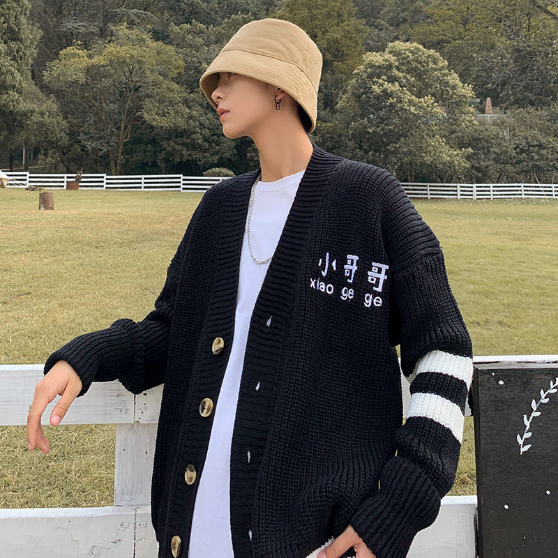 

Jaqueta 2021 New Masculina Outono Inverno Novo Fino Slida Cardigan De Longa Personalidade Juventude Masculinas ULGS, Dark khaki