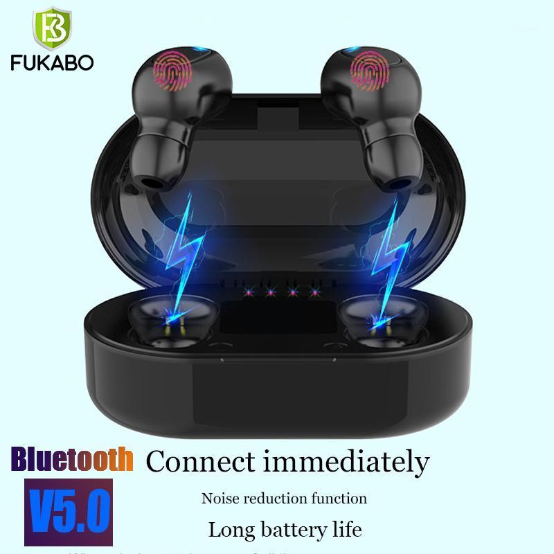 

5.0 True Wireless Bluetooth Headphones Earbuds Touch Waterproof Sports Earpiece 3D Stereo Sound headsets with ( Charging Box )1, White