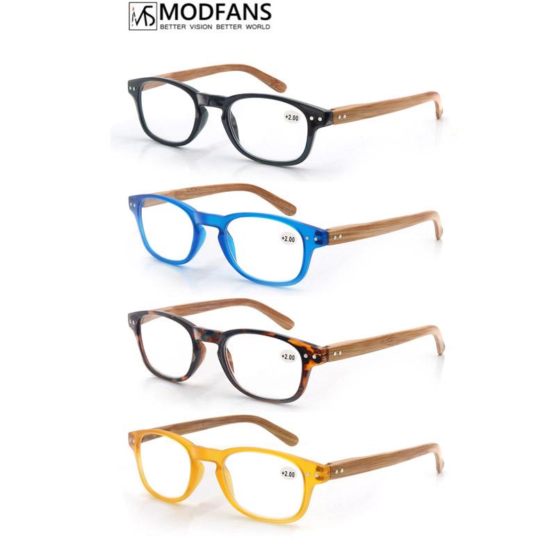 

4 Pack Reading Glasses Fashion Wood-Look Spring Hinges Stylish Readers Men Women