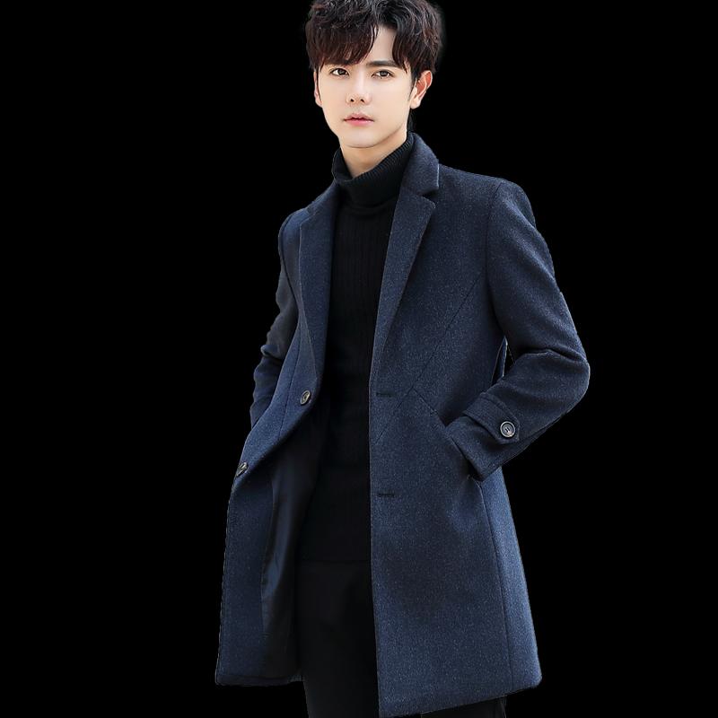 

High Quality Men Winter Long Jacket Gray Black Overcoat Fashion Slim Male Windbreaker Coat Navy Blue Trench S M L XL XXL XXXL