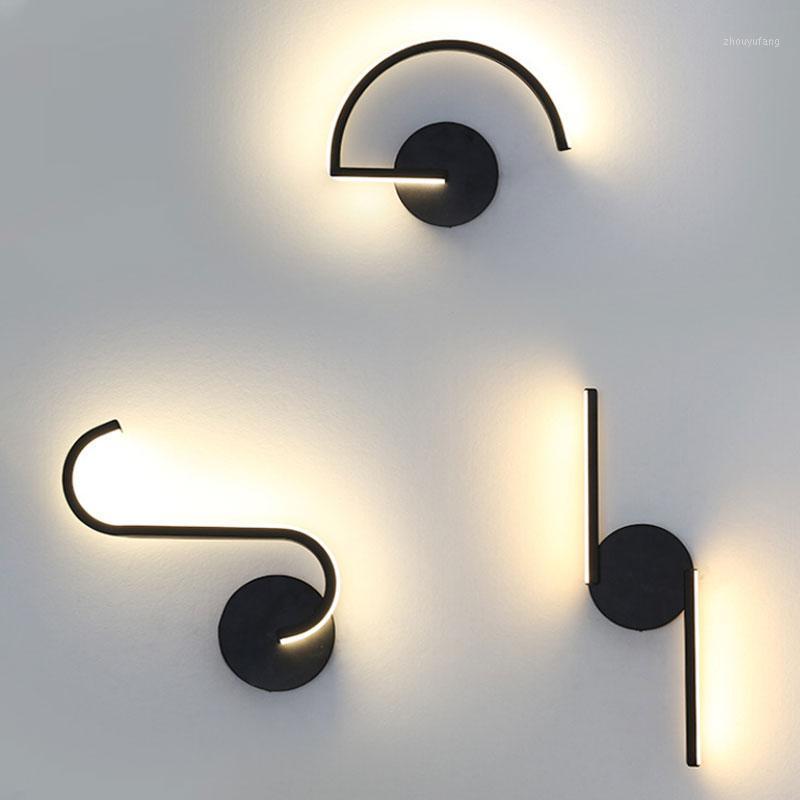 

Nordic Line Black And White Creative Personality Wall Lamp Designer Decoration Led Bedroom Bedside Modern Aisle