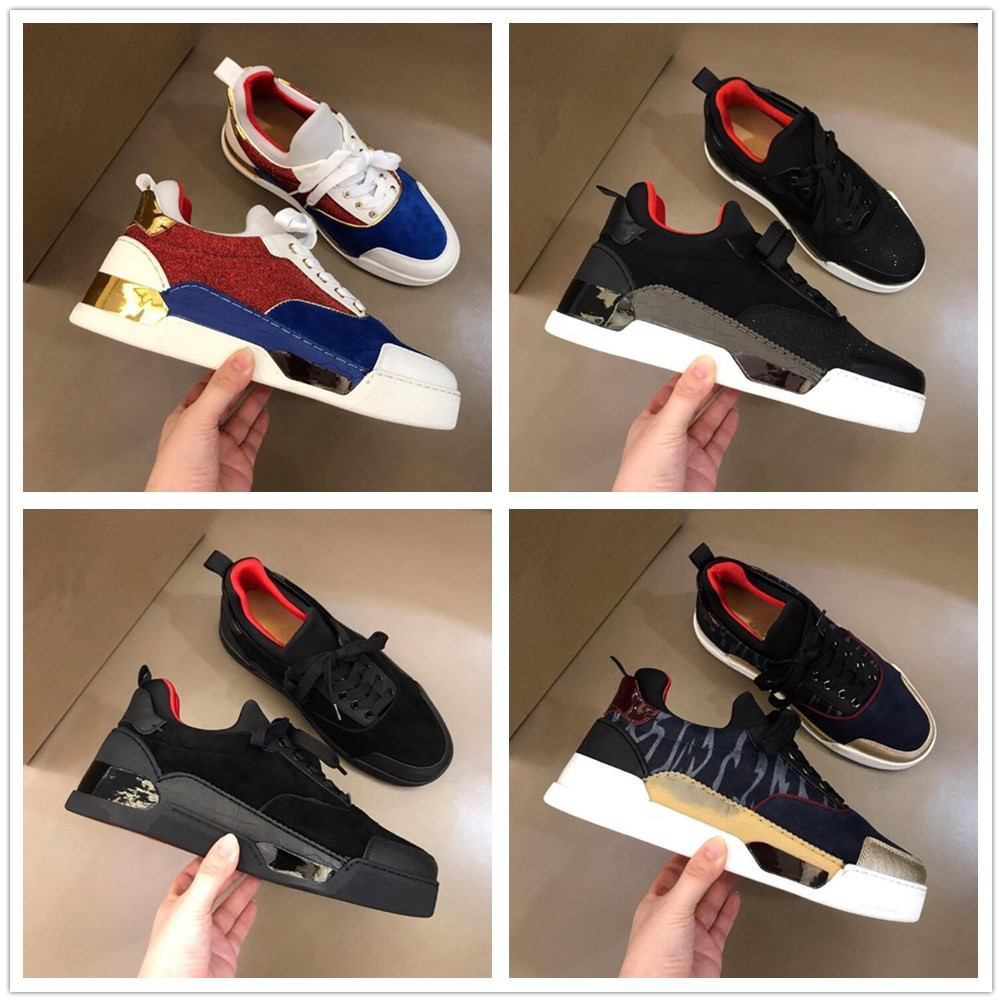

Fashion Designer Red Bottom Canvas Skate Trainers Man Woman Sports Flats Skateboarding Red Sole Sneakers Aurelien Low Casual Shoes, Other