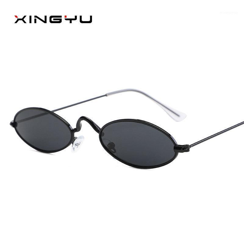 

XINGYU 90s Red Glasses Narrow Small Round Women Men Sunglasses Vintage Brand Designer Tiny Metal Frame Flat Lens Oval Glasses1