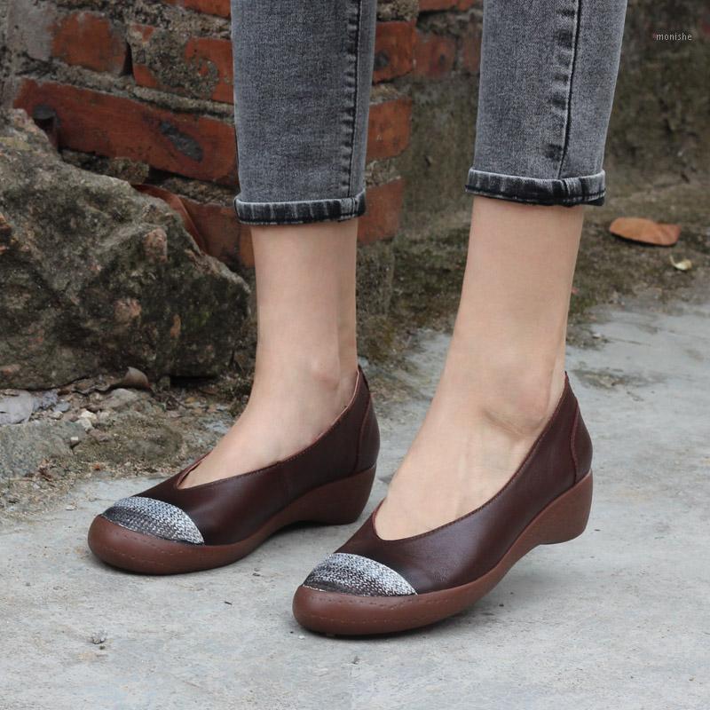 

Shoes Woman Pumps Block Heel Slip on Wedges Shoes For Women 5mm Womens Heels Ladies Platform1, Brown