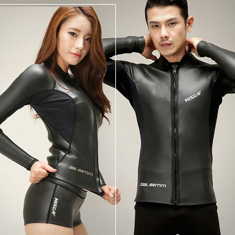 

Men' Wetsuit Jacket 3.5mm Premium Yamamoto Neoprene Wetsuits Women' Long Sleeve Top and Shorts Unisex Design Front Zipper