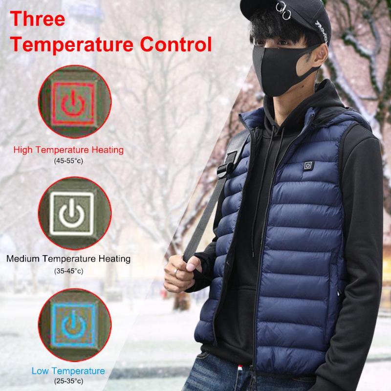 

Men's Electric Heated Vest Rechargeable 3 Adjustable Temperature Lightweight Waistcoat Back Heating Winter Warm Coat Clothes, As pic