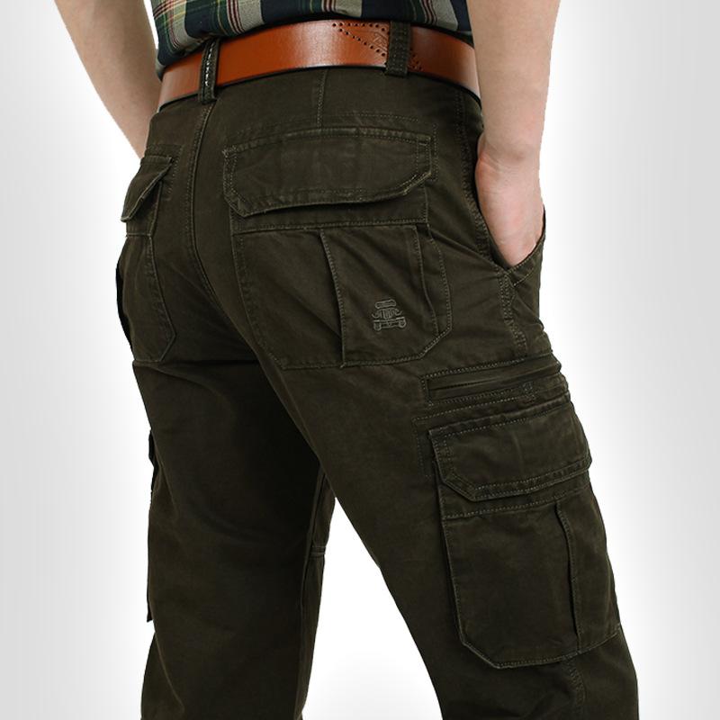 

Brand Autumn Winter Tide Pants Men High Quality Warm Long Pants Plus Size 55 Pantalon Hombre Tactical Trousers, Khaki
