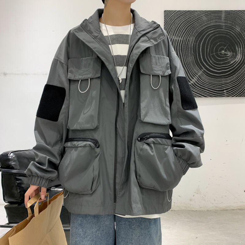 

Men's Spring 2021 and Autumn New Pure Jacket Youth Light Male Fashion R2A3, Dark gray.