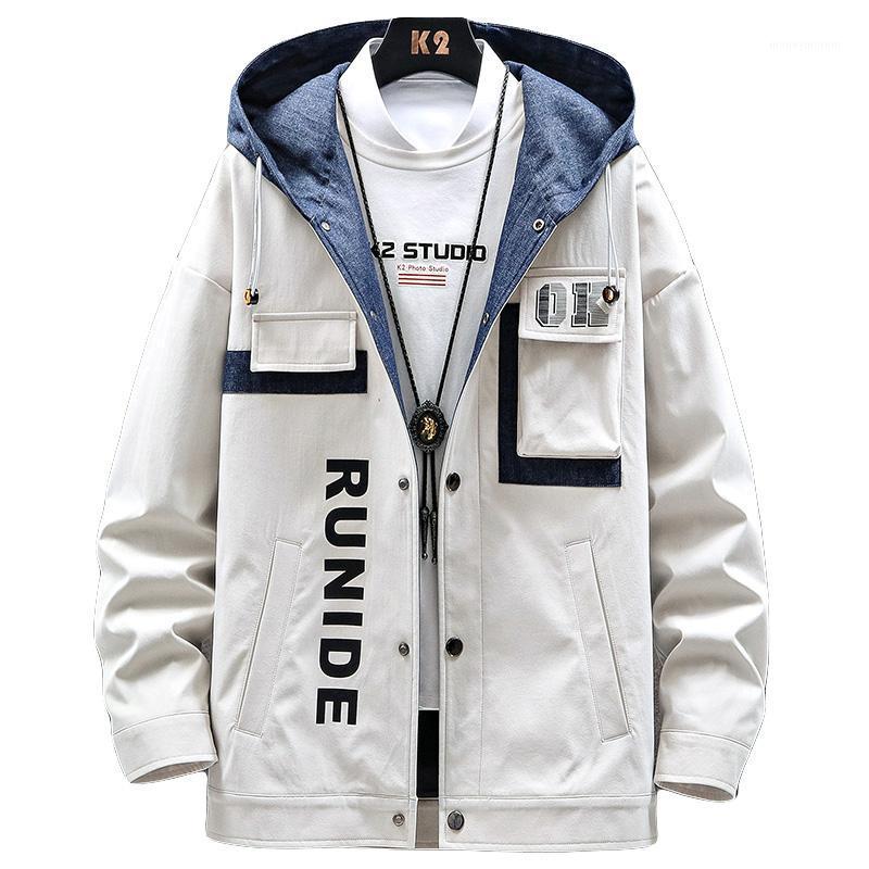 

Spring Autumn Hoody Jacket Men's Hoodies Cargo jacket Single-breasted Hooded Sweatshirts Male Coats With Pockets coat1, Beige