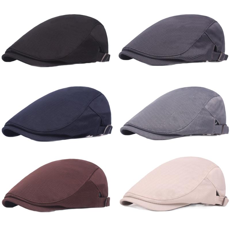 

Men Women Outdoor Mesh Beret Cap Breathable Hiking Golf Hat Adjustable Caps HATCS0420, White
