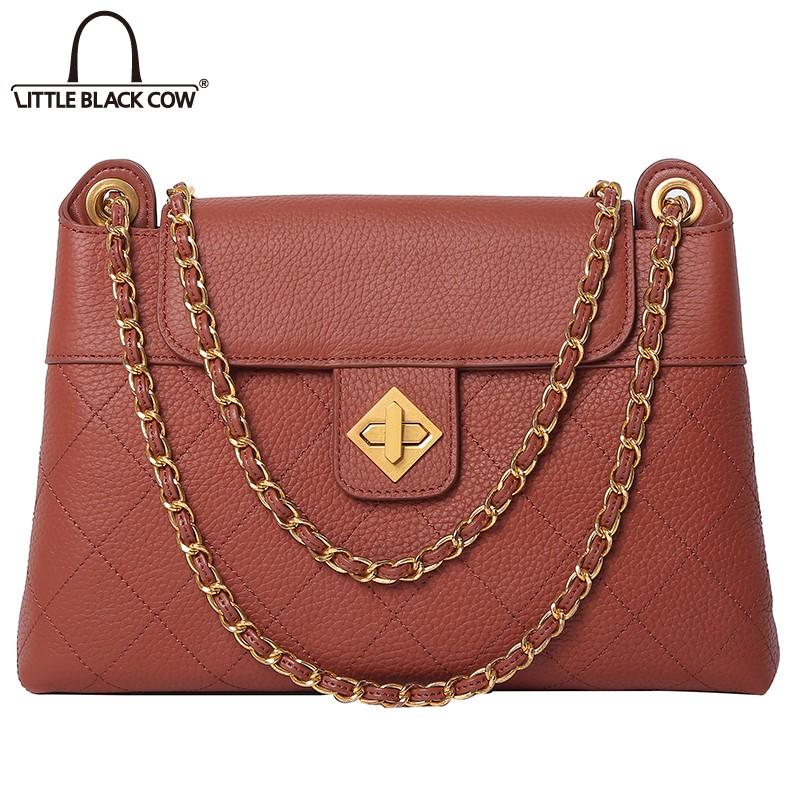 

Diamond Lattice Chain Bags Women Luxury Office Party Shoulder Crossbody Big Bag Genuine Leather Messenger Bag Schoudertas Dames, Dirty orange