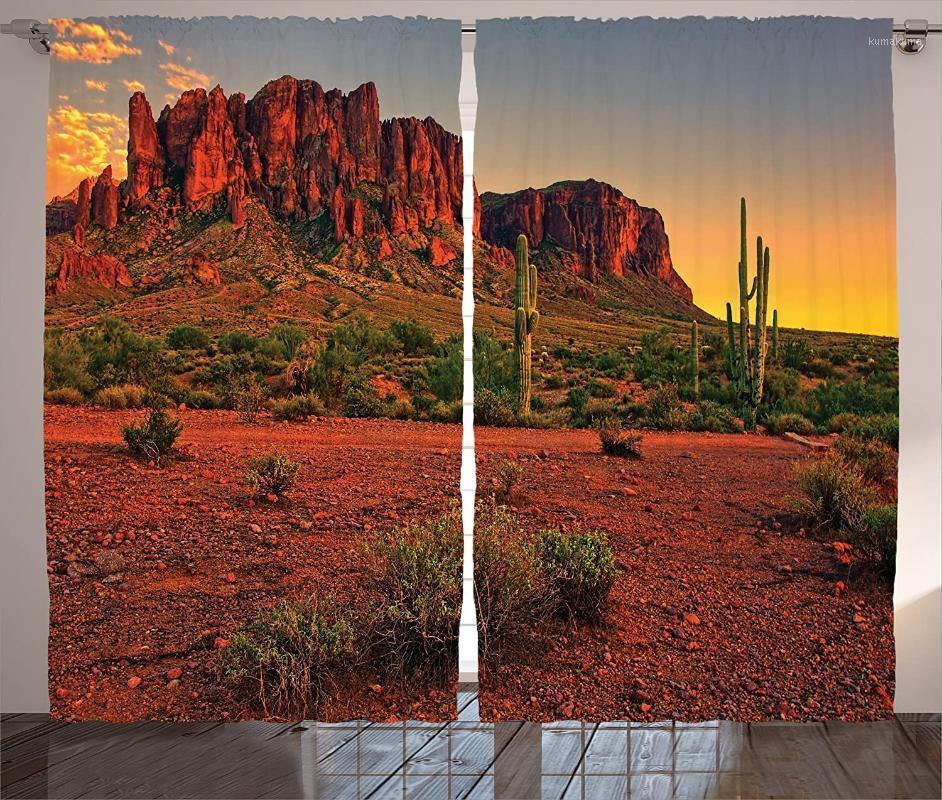 

Saguaro Curtains Colorful Sunset View of The Desert and Mountains Near Phoenix Arizona USA Living Room Bedroom Window Drapes1, As pic