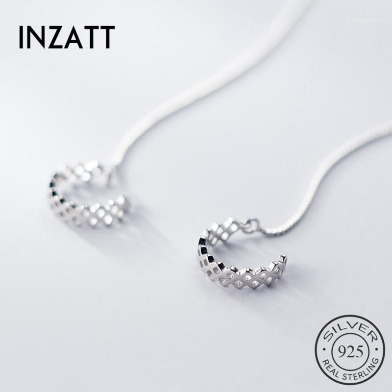 

INZAReal 925 Sterling Silver Hollow Geometry Drop Earrings For Elegant Women Party Fine Jewelry Fashion Cute Accessories1