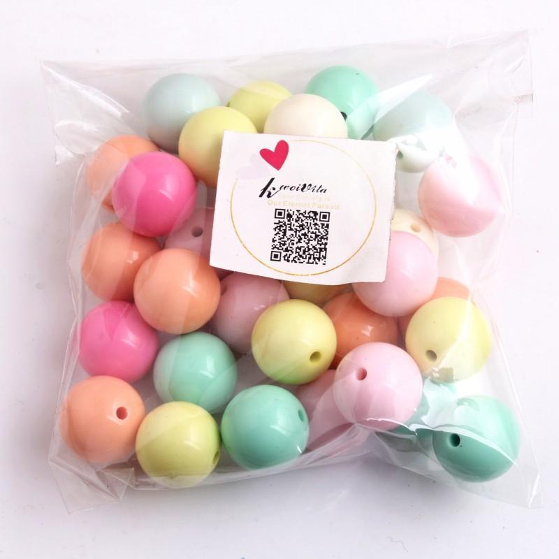 

Kwoi Vita 20mm/12mm/6MM to 24MM to choose single color Acrylic pastle Gumball Beads for Chunky solid beads fashion jewelry1