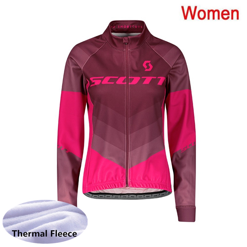 

2021 Winter SCOTT team Womens Cycling Thermal Fleece jersey MTB Bike Shirt Sports Uniform Long Sleeves Road Bicycle Tops Y21020614, 14a