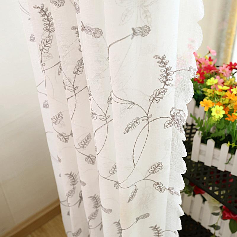 

High level European and American style embroidered curtain window screens white for living room bedroom window tulle, Light grey