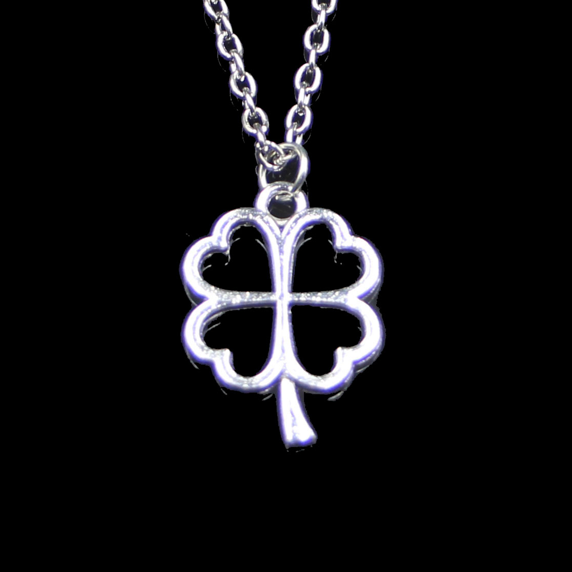 

Fashion 24*17mm Hollow Lucky Four Leaf Clover Irish Pendant Necklace Link Chain For Female Choker Necklace Creative Jewelry party Gift, Silver