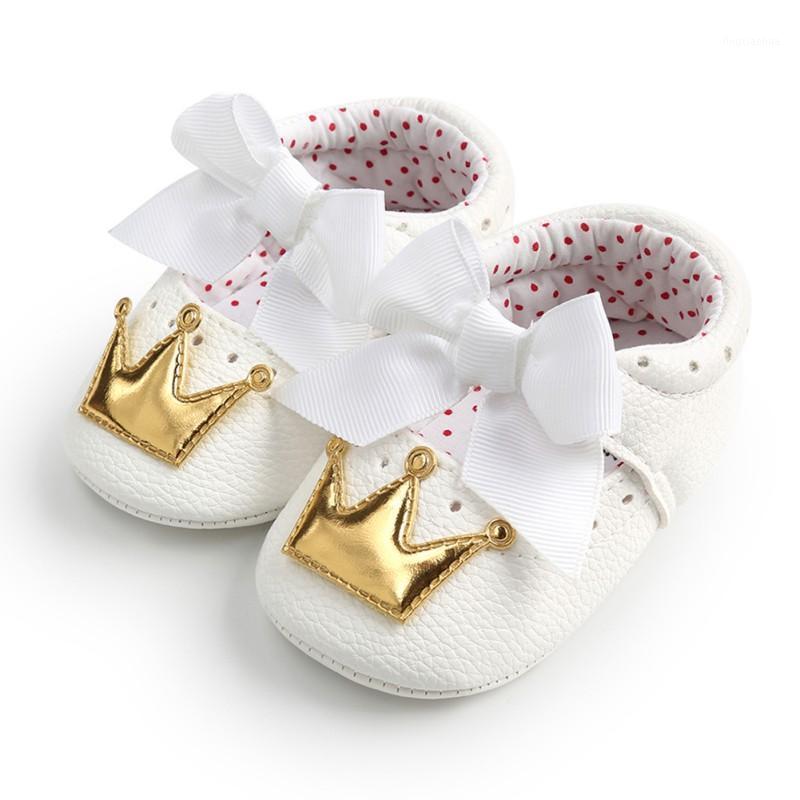 

Bobora Spring Autumn Baby Girl Toddler Shoes Butterfly Cute Crown Anti-slip Princess Baby Soft Soled Shoes Crib -18M1