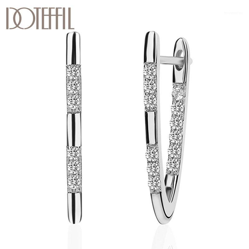 

DOTEFFIL 925 Sterling Silver/18K Gold/Rose Gold Zircon Charm Earrings For Women Jewelry Fashion Wedding Party Gift1