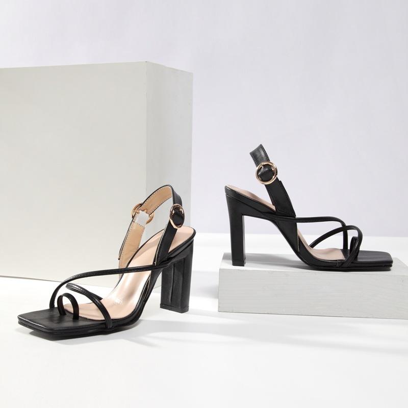 

DDYZHY New Fashion Women High Heel Sandals Buckle Slip Flop Woman Summer Shoes Fashion Party Wedding Women Footwear Size 35-42, Black