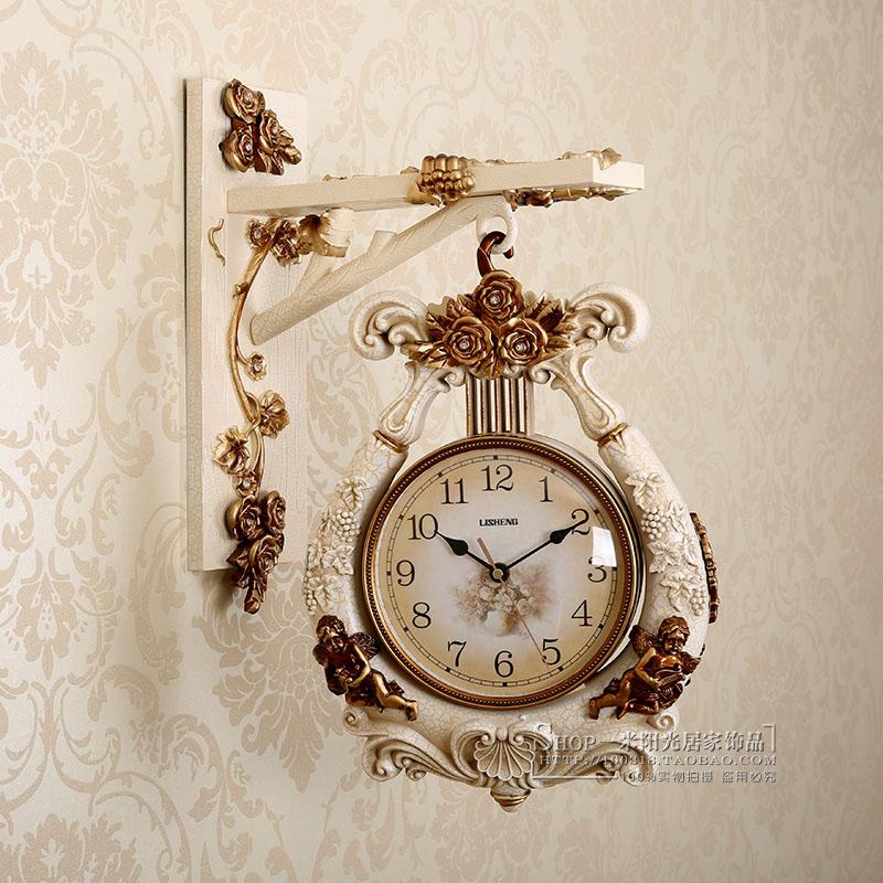 

Large European Wall Clock Double Sided Luxury Art Simple Creative Living Room Wall Clock Silent Reloj Pared Home Decor DA60WC