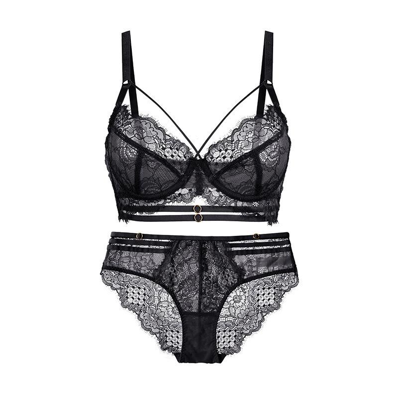 

New Women's underwear Set Lace Sexy Push-up Bra And Panty Sets Comfortable Brassiere Adjustable Gathered Lingerie 85D 90D, Green