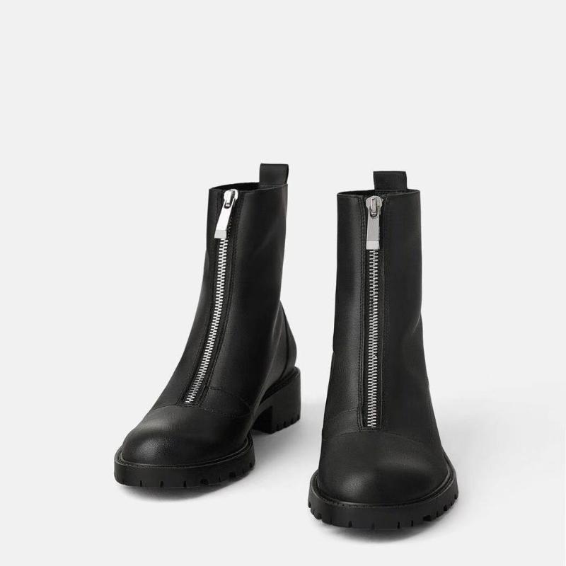 bottines noir zip devant