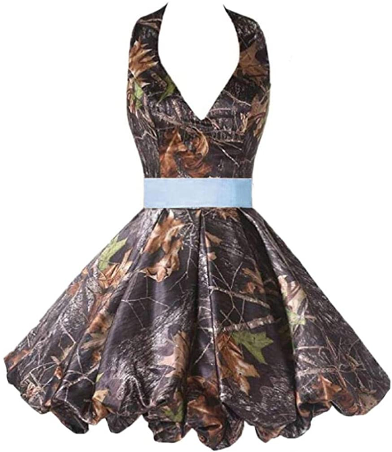 

Newest Halter Short Camo Prom Dresses With Plus Size women Formal Evening Cocktail Homecoming Party Gowns Robe De Soiree QC1510, Same as picture
