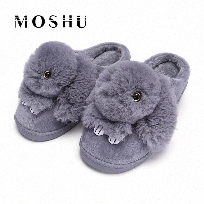 

Winter Women Slippers Warm Furry Slippers Rabbit Animal House Indoor Shoes Ladies Casual Shoes Plush Warm Home pantoufle femme #bm5i, Beige