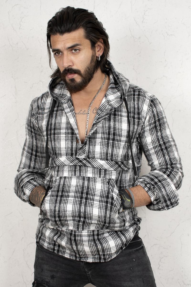 

DeepSEA Hooded Kangaroo Pocket Long Sleeve Lumberjack Shirt 2101213, Red