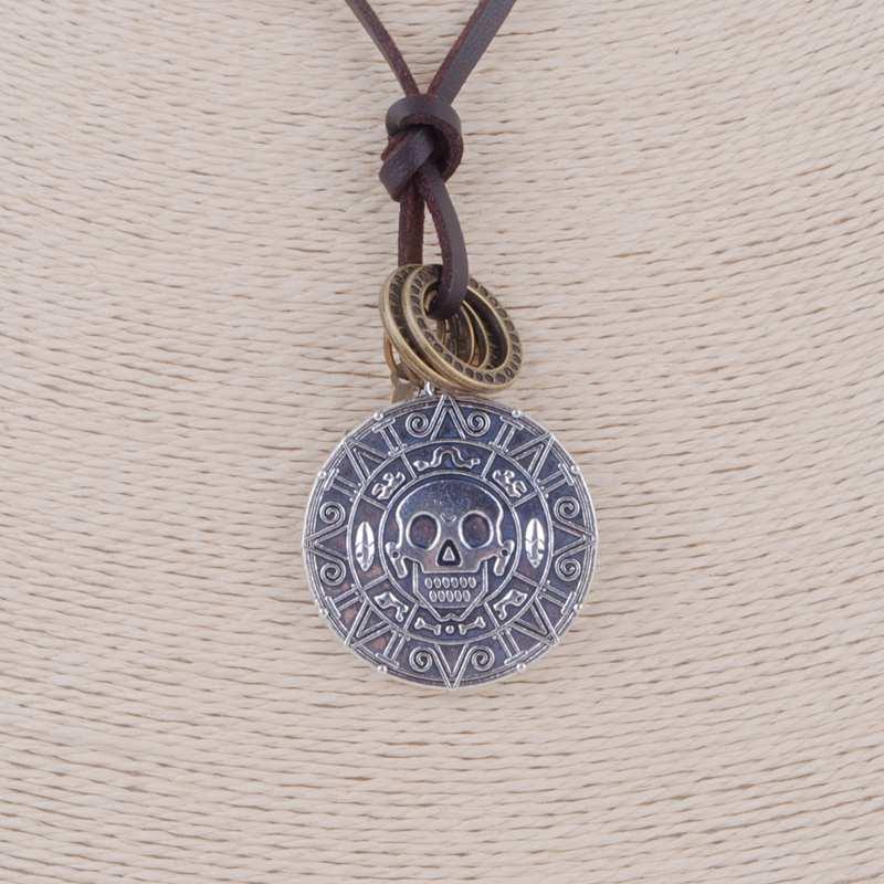 

New Necklaces & pendants Rock maxi necklace Genuine Leather Necklace Aztec Coin Pendant
