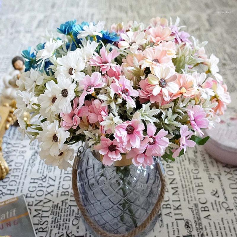 

15heads/1 bundle artificial plastic flowers sunflower bouquet christmas decor for vases home wedding silk daisy fake Cosmos1, White
