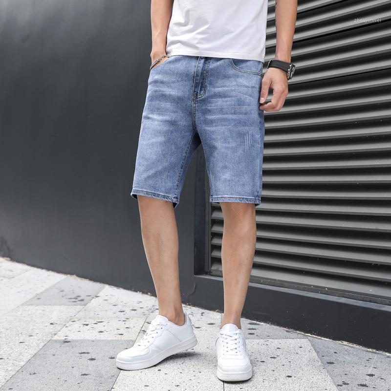 

Men's Jeans Denim Shorts Summer 2022 Korean Fashion Brand Loose Straight Capris Casual Student Pants, Blue