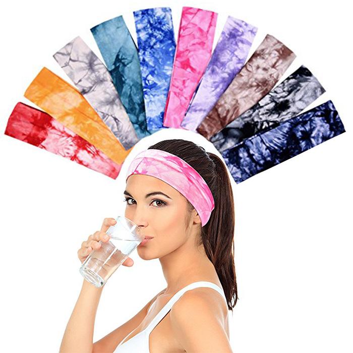 

2021 Dye Headbands Cotton Stretch Headbands Elastic Yoga Hairband for Teens Girls Women Adults, Assorted Colors, As pic