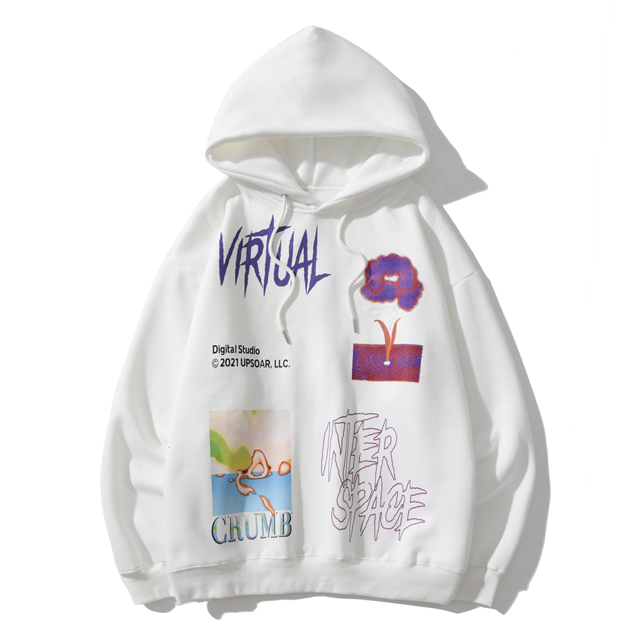 

2021 New Hip Hop Streetwear Mens Painting Graffiti Harajuku Hoodie Sweatshirt Winter Fleece Cotton Hooded Pullover Tops Men Black Inr6, White