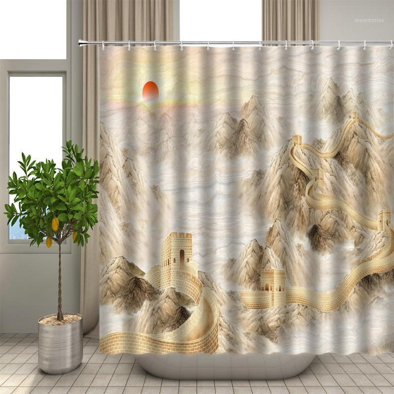 

Landscape Mountain 3D Shower Curtain Green Bath Curtains Long Waterproof Polyester Fabric Blackout For Bathtub Decor With Hooks1