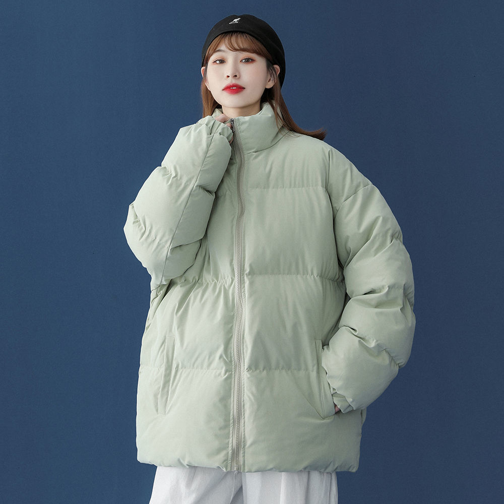 

2021 New Woman Solid Color Thicken Warm Parkas Korean Streetwear Couple Coats Women Casual Oversize Parka Fashion Clothing Bam3, Black