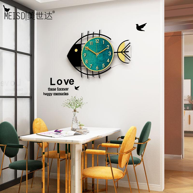

MEISD Creative Wall Hanging Watch Large Fish Modern Design Clock Home Decor Art Quartz Room Horloge Silent Bedroom Free Shipping
