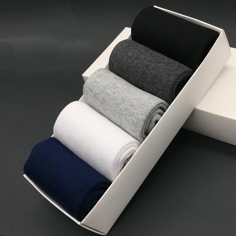 

5pcs Brand Men's Cotton Socks New Style Solid color Business Men Socks Four Seasons Soft for Male Plus Size 44-48