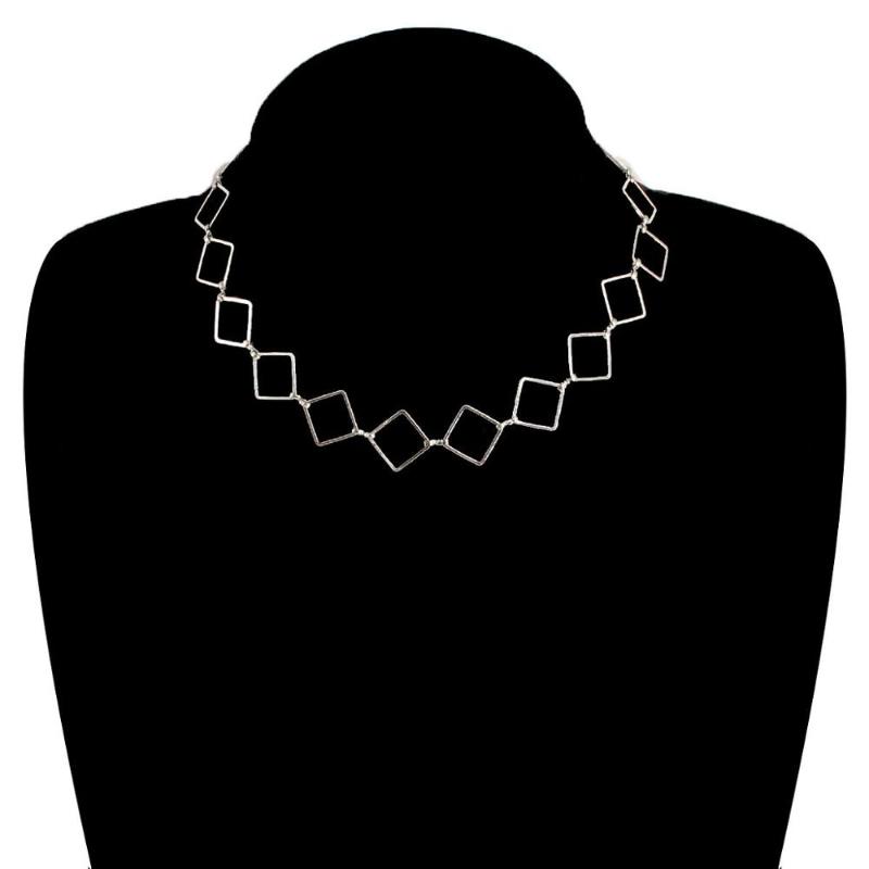 

1 PCS Metal Creative Silver Color Geometry Square Shape Pendant Choker Necklace For Women Trend Punk Gothic Chain Jewelry Gifts