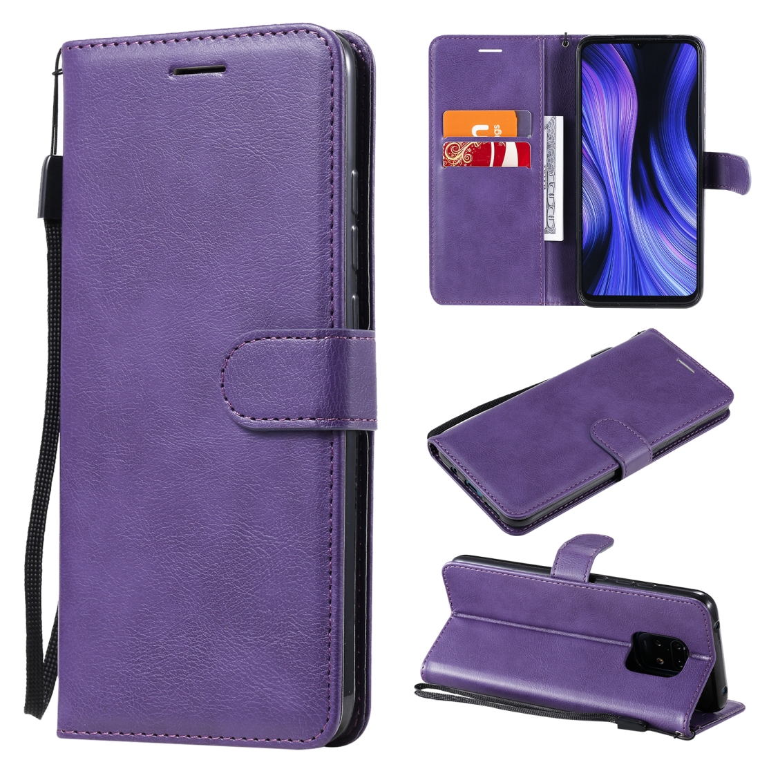 

Solid Color Horizontal Flip Protective Leather Case with Holder Card Slots Wallet Photo Frame Lanyard