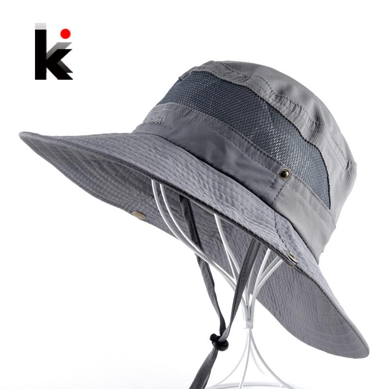 

Men's Bob Summer Bucket Hats Outdoor Fishing Wide Brim Hat UV Protection Cap Men Hiking Sombrero Outdoor Gorro Hats For Men, Brown