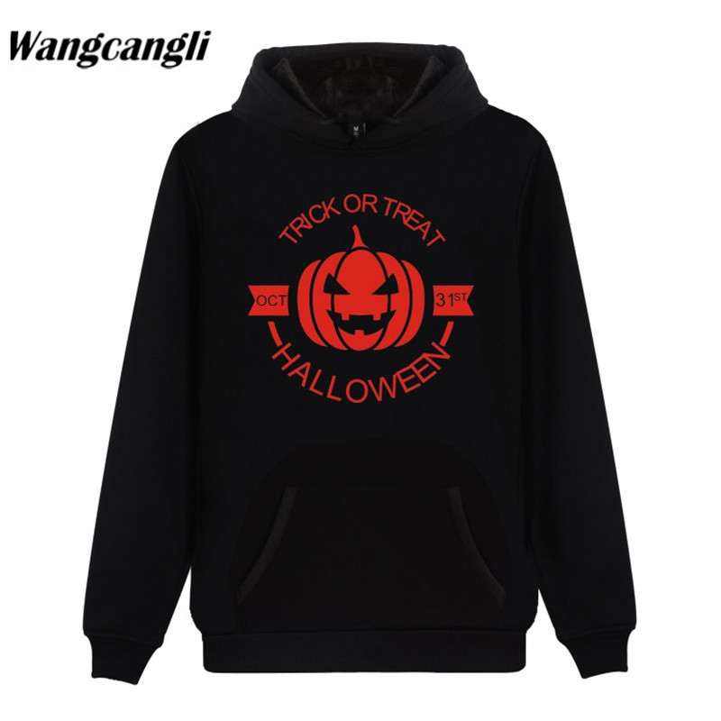 

Halloween Trick Or Treat autumn Winter Hoodies Women Casual Print Harajuku Hoodie Sweatshirt Men Jacket Coat plus size, Black