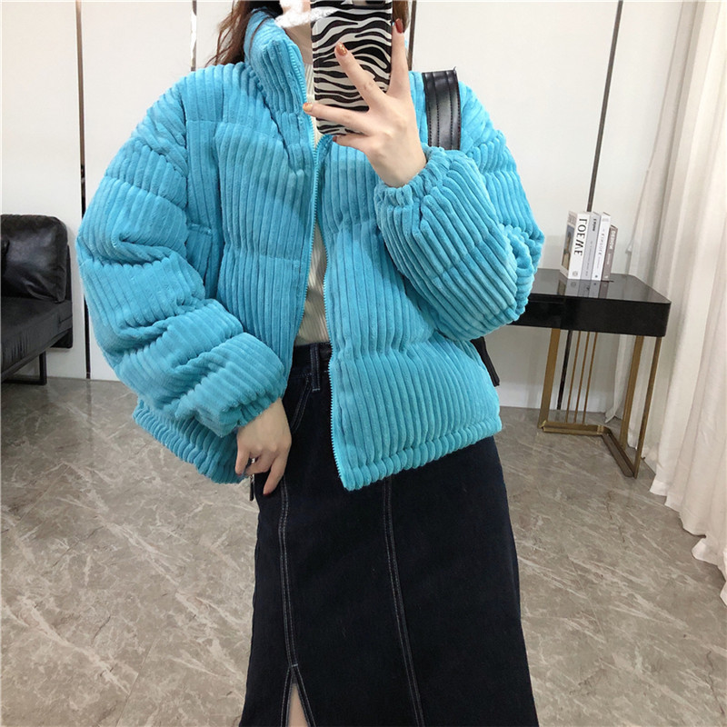

2021 Sweet Bubble Jacket New Female Chenille Winter Coat Oversized Leather Puffer Short Yellow Parkas BQ3Q
