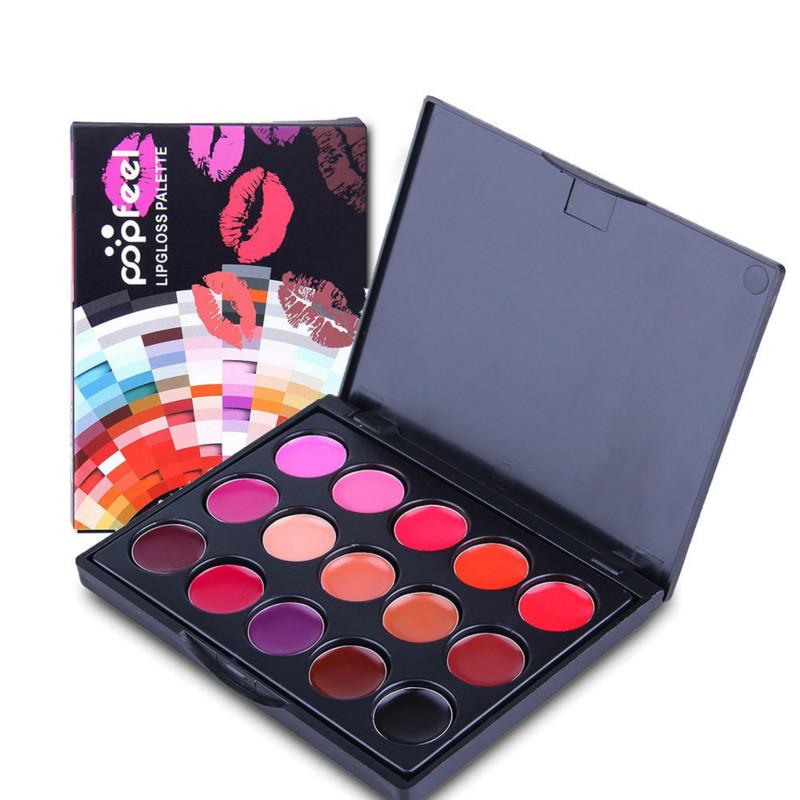 

Professional 15 Color Matte Lip Gloss Lipstick Cosmetic Makeup Palette Set Long Lasting Lip Color Mini Plate For Makeup Artist, Multi color
