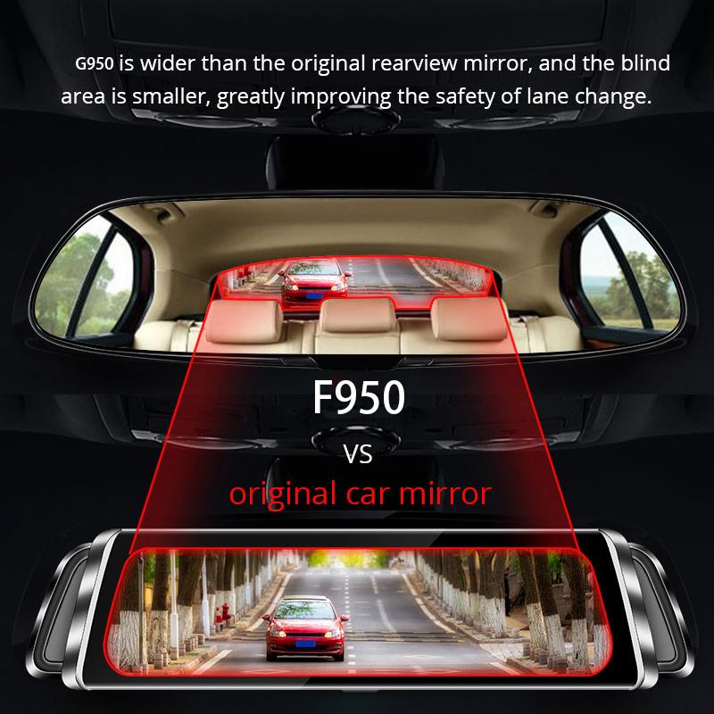 

10in 1080P Car DVR Recorder Dash Cam Double Lens Streaming Media Rearview Mirror Driving Recorder GK99