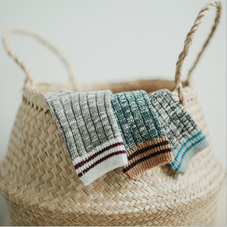 

Tukla Babe children's socks wholesale tide autumn and winter parallel bars color matching retro cotton line socks1