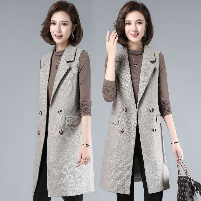 

winter 2021 New fashion women's vestment single tempers breasted collar without sleeves wool coat y211 J50L, Majia.